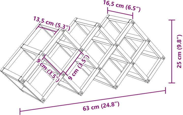 Actual product image vidaXL Wine rack (63 x 16.5 x 25 cm, 9 bottles)