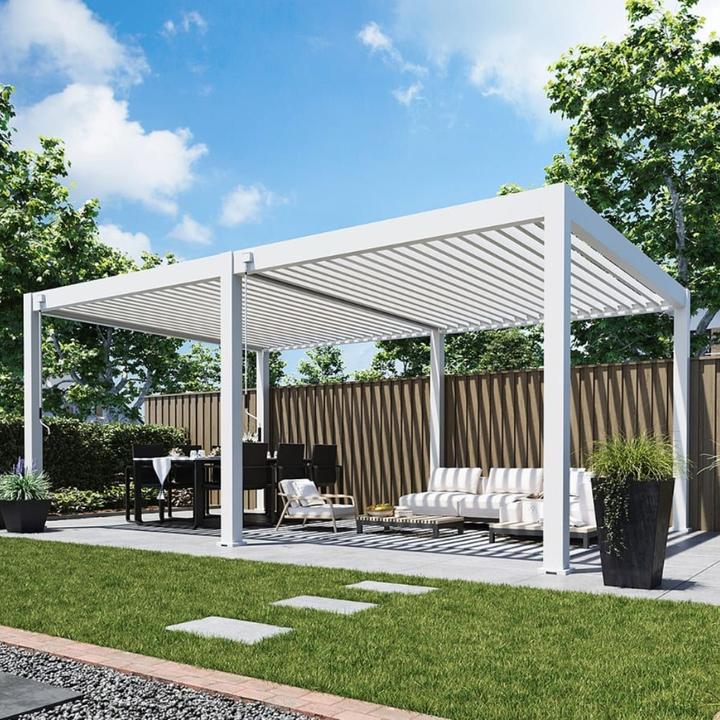 Produktbild Weide Pergola Deluxe Plus 4x6m mit Lamellendach Weiss (400 cm, 600 cm)