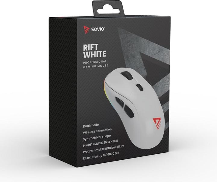 Produktbild Savio RIFT WHITE Gaming-Maus RGB Dual Mode (Kabelgebunden)