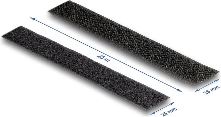 Produktbild Delock Klettband 25m x 25mm Strapazierfähig Schwarz (25 mm)