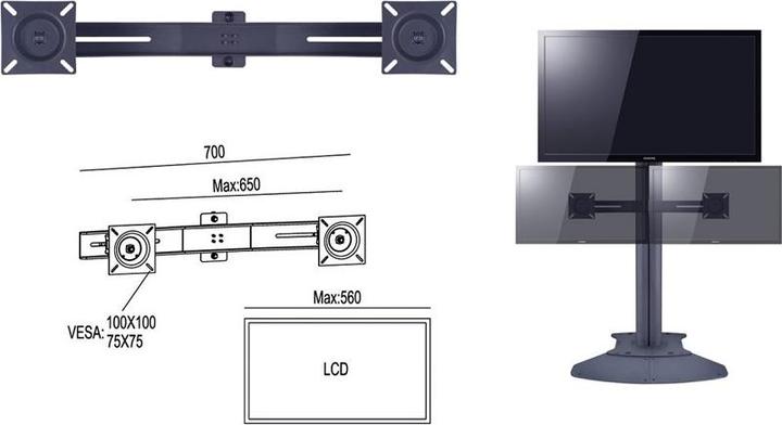 Produktbild Hagor MB BrackIT Stand Dual Screen Mount optionaler Zubehoerartikel fuer den MB BrackIT Stand Dual fuer 2 (32", 15 kg)