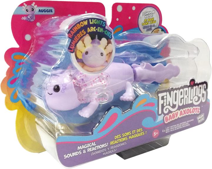 Actual product image WowWee Fingerlings Interactive Baby Axolotl, Auggie (Purple), Swims & Lights Up