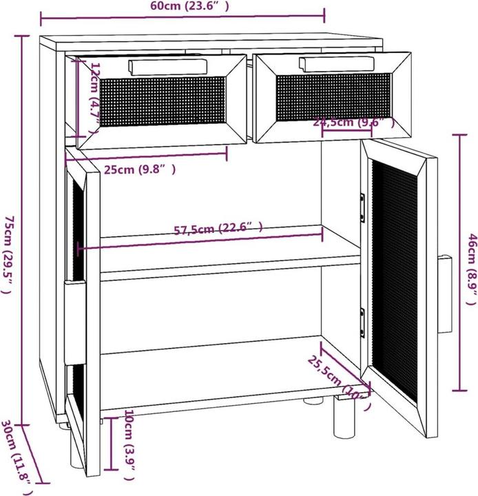 Actual product image vidaXL Sideboard (60 x 60 x 75 cm)