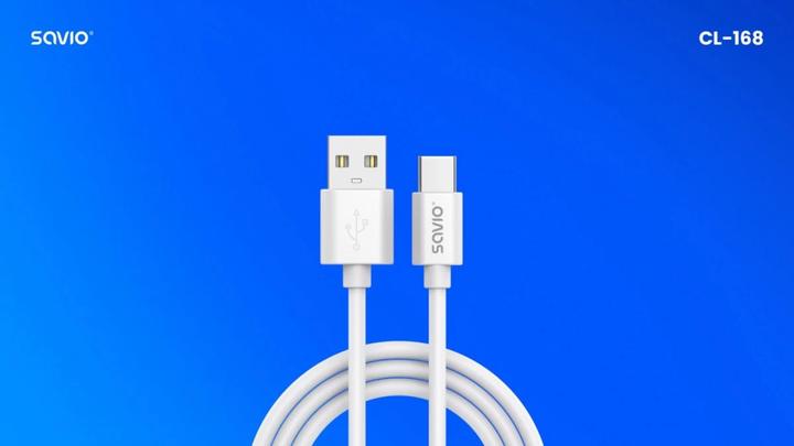 Image du produit Savio Câble USB 2 m USB 2.0 USB A - USB C Blanc CL-168 (3 m, USB 2.0)