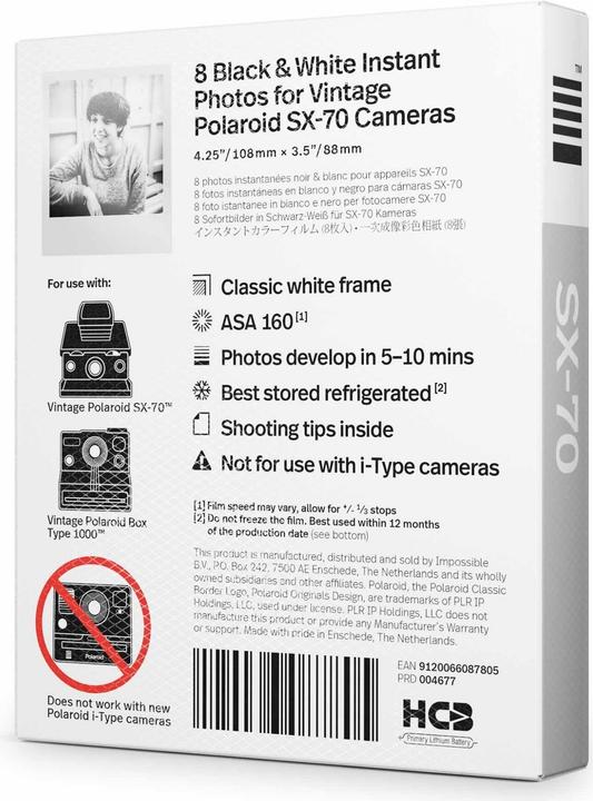 Produktbild Polaroid Originals B&W SX-70 8 Blatt (SX-70)