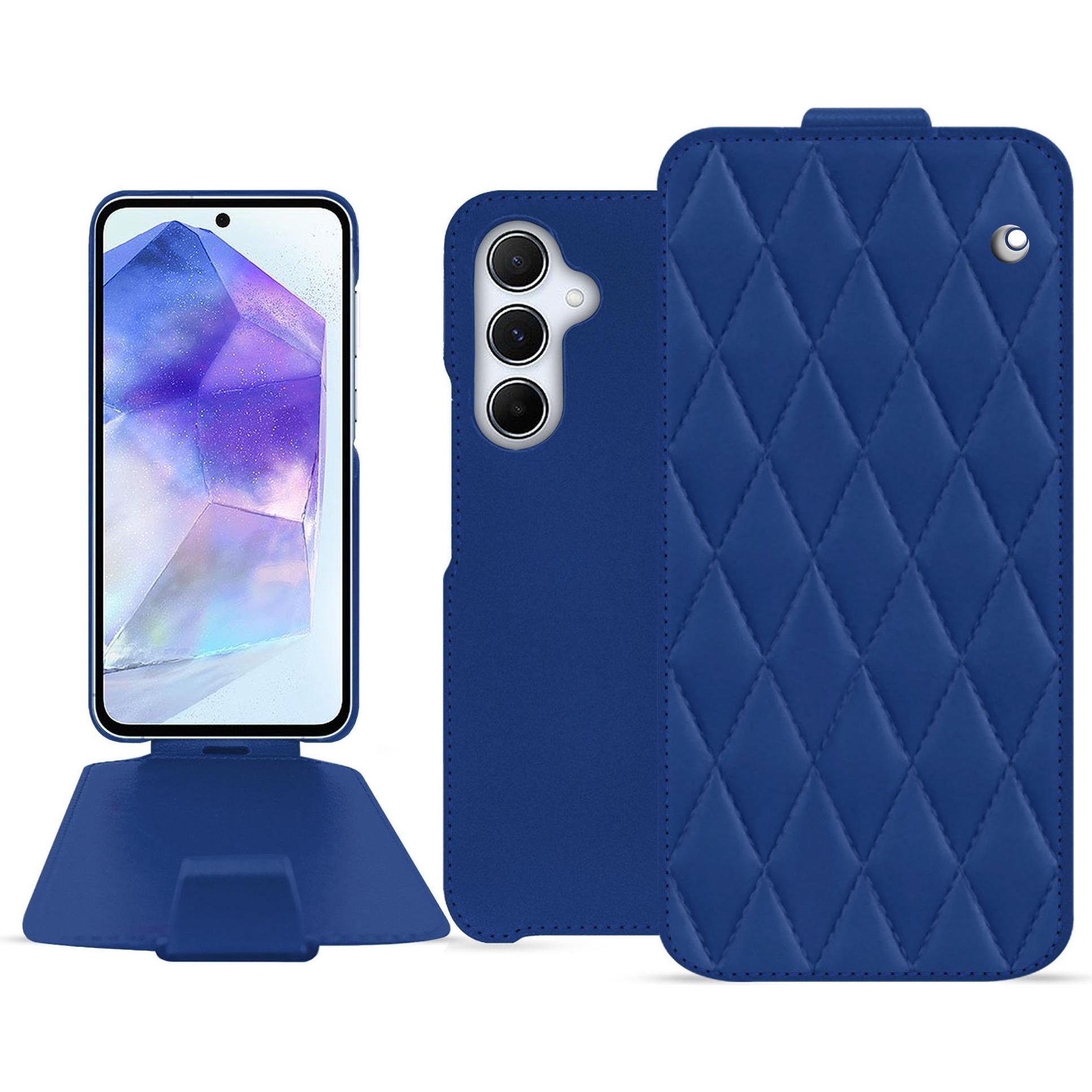 Thumbnail - Noreve Lederschutzhülle vertikal (Samsung Galaxy A55), Smartphone Hülle, Blau
