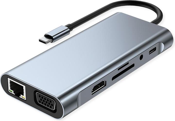 Actual product image Value USB C Dockingstation 11-in-1, 4K30 1x(HDMI/VGA/GbE), USB(3xA,1xC,1xC PD) (USB-C, 11 ports)