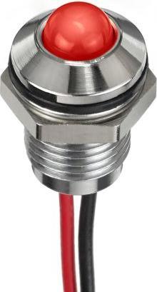 Produktbild RS PRO 8mm prom IP67 sealed chrome LED, red 24V