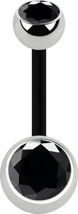 Immagine prodotto Star Piercing Banana nera con due sfere argento cristallo nero (senza ottone, Acciaio chirurgico 316L, Materiale sintetico)