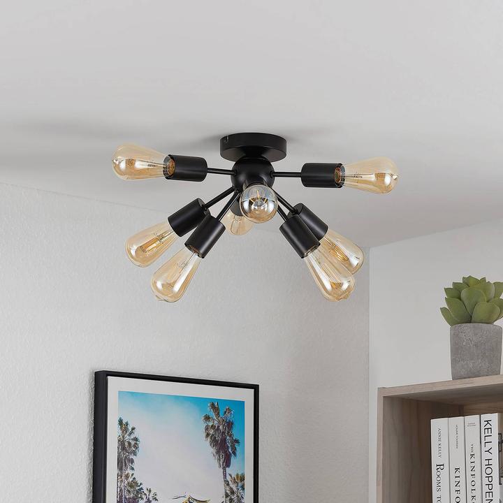 Actual product image Lindby Rayos ceiling light, black matt (E27)