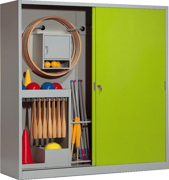 Actual product image C+P Sports equipment locker (HxWxD: 195x190x60 cm, with solid sheet metal sliding doors, type 5)