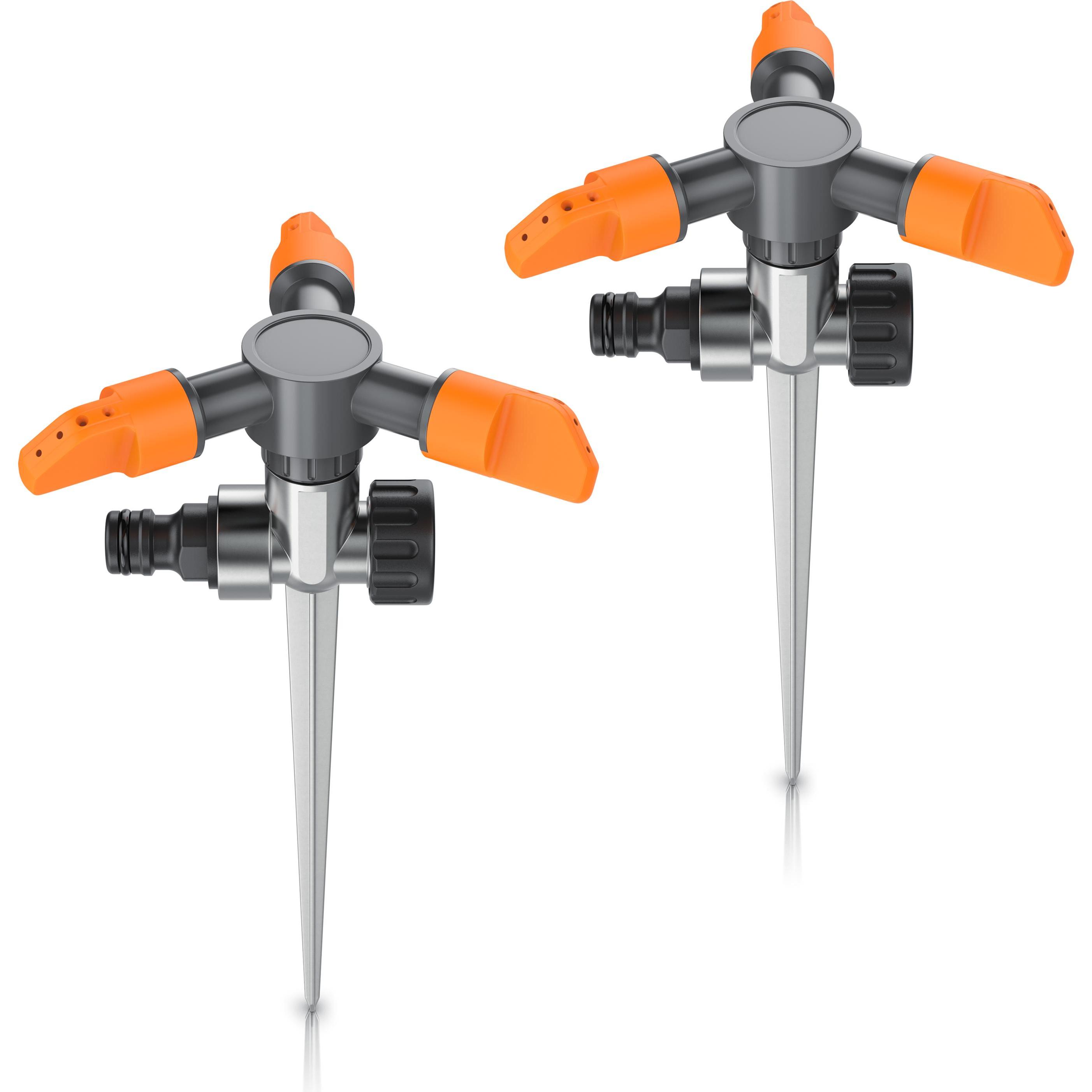 Brandson, Rasensprenger, 2x Kreisregner, 3-fach Rasensprinkler, 360° Flächenregner bis 150m², 7m Reichweite, robuster Sp...