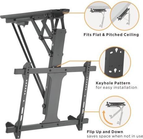 Produktbild Lakuda Motorisierte und klappbare TV-Deckenhalterung mit Fernbedienung, 35 kg. 32" - 70" (Decke, 35 kg, 32" - 70")
