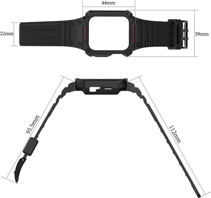 Produktbild Hurtel Protect Strap Band Case Wristband for Apple Watch 7 / 6 / 5 / 4 / 3 / 2 / SE (45 / 44 / 42mm) Case A (3, 4)