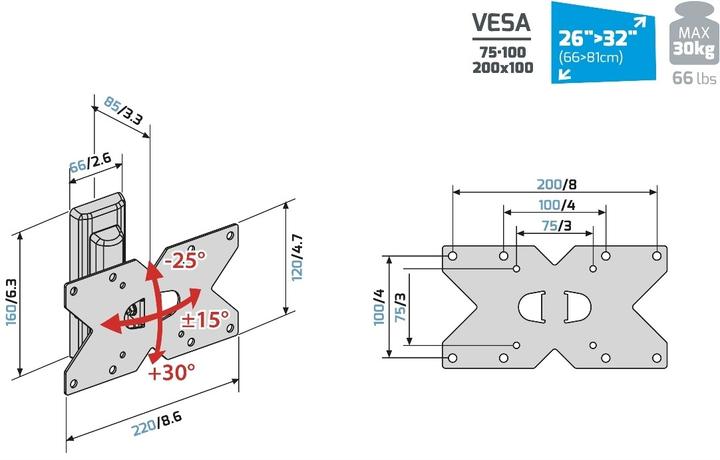Actual product image Meliconi TV wall bracket for 2632 (Wall, 32", 30 kg)