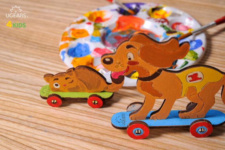Actual product image Ugears Coloring Chiot Et Chaton 15pcs (fr-de-en-pol-es-ukr)