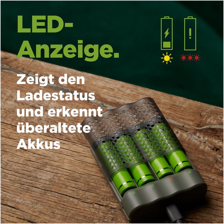 Actual product image GP Batteries ReCyko M451/100 4-Port USB Ladegerät inkl.4xAAA NiMh 950mAh (5 pcs., AAA, 950 mAh, Battery + charger)