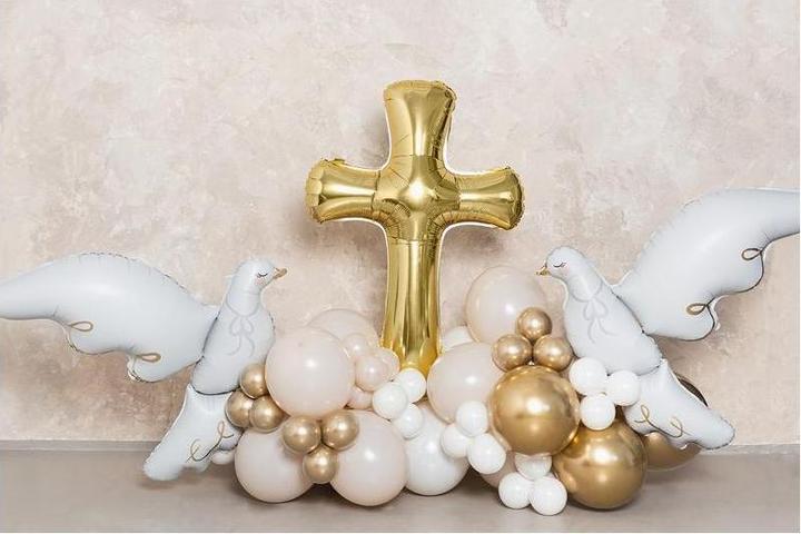 Actual product image Partydeco Gold foil balloon cross, 103.5 x 74.5 cm (1x)