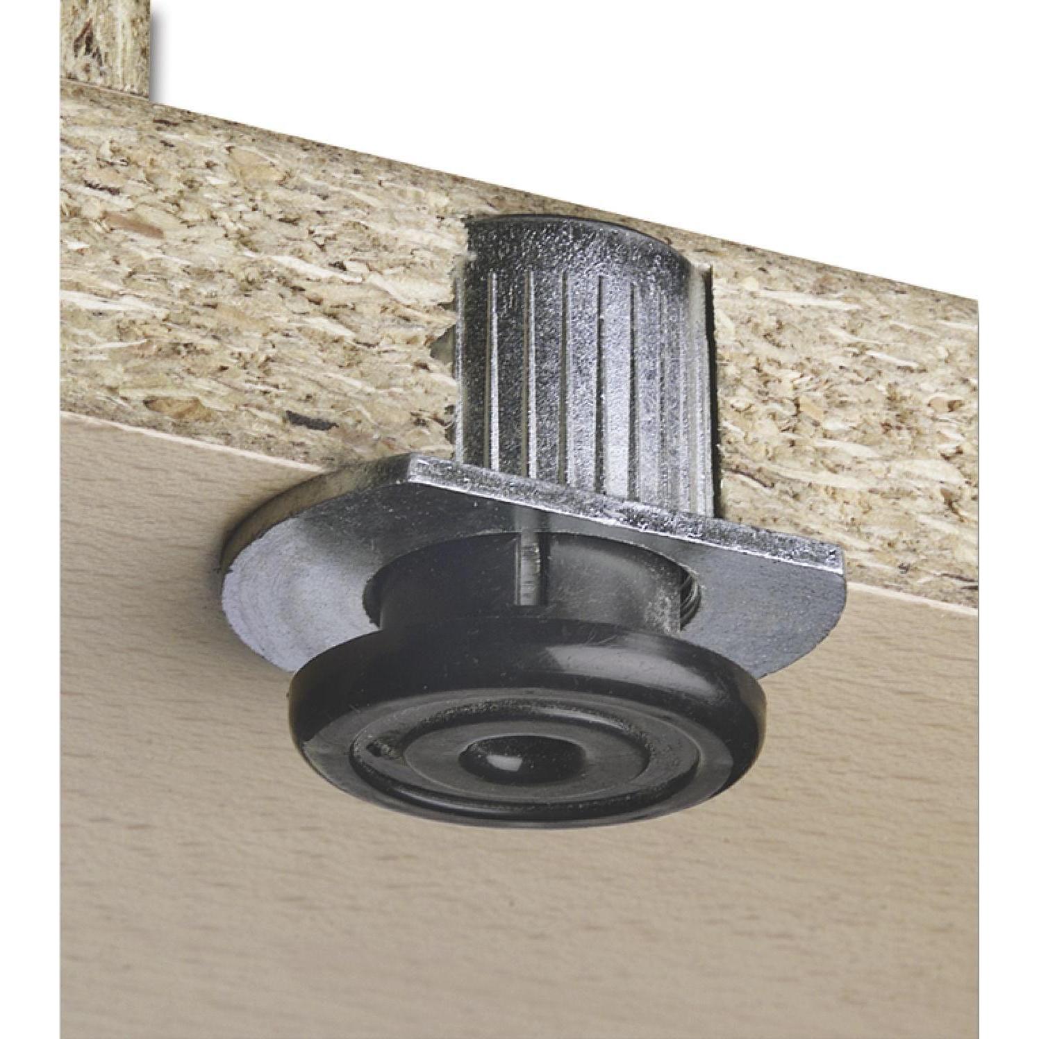 Camar, Möbelgleiter + Schutzpuffer, Höhenversteller zum Einbohren 304, ø28, Tragkr.400KG, Zamak blank/KS schwarz (1 Stüc...