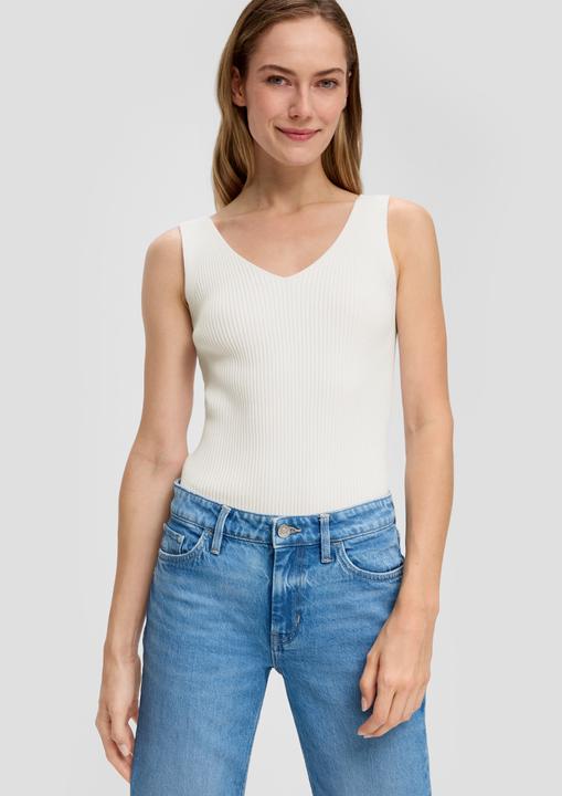Produktbild s.Oliver Strickpullunder Geripptes Stricktop aus Viskosemix im Slim Fit (48)