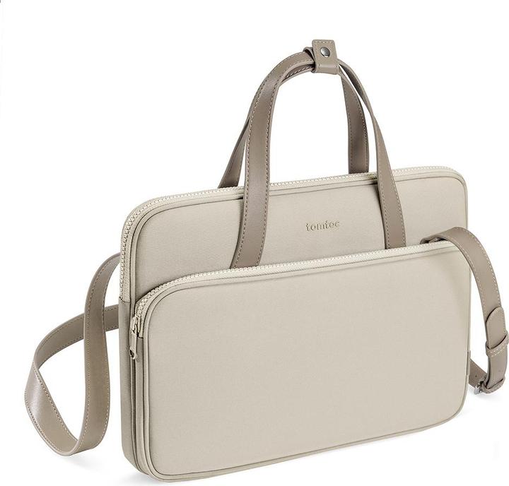 tomtoc - Laptop Shoulder Bag (A12D3K1) - with Water-Resistant Fabric and Corner Armor, 14″ - Khaki (14", Apple)