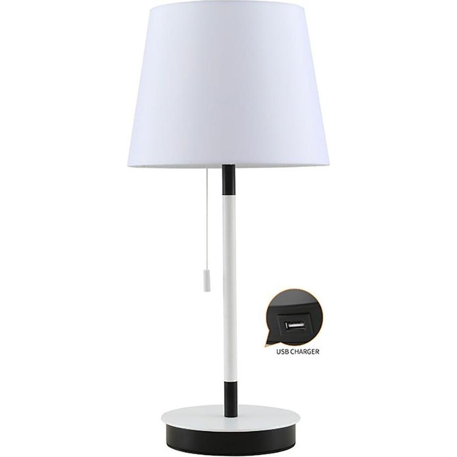 F-Bright, Lampada da tavolo, E27 table lamp white/black with usb charger, ø235 x 505 mm (E27)