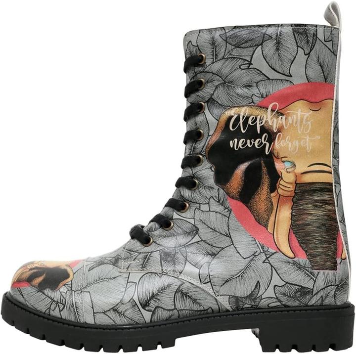Dogo Elephants Never Forget Vegan Leather Zip Boots (37)