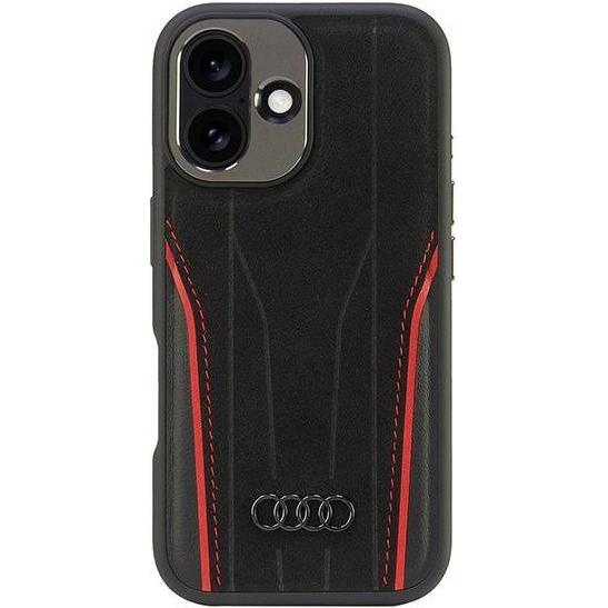 Audi Genuine Leather MagSafe iPhone 16 6.1" czarno-czerwony/black-red hardcase AU-TPUPCMIP16-R8/D3-R (Apple iPhone 16), ...