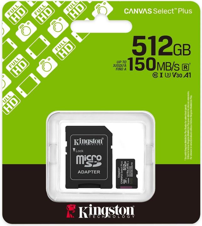 Produktbild Kingston Canvas Select Plus (512 GB, microSDXC, U3, UHS-I)