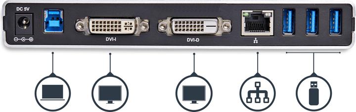 Produktbild StarTech USB 3.0 Laptop Docking Station (USB-B, 5 Ports)