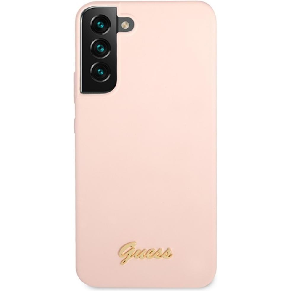Thumbnail - Guess Silicone Script Metal Logo Case für Samsung Galaxy S23 - pink (Samsung Galaxy S23), Smartphone Hülle, Pink