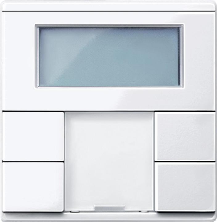 Schneider Push-button 2-gang plus with room thermostat, active white glossy, System M MTN6212-0325