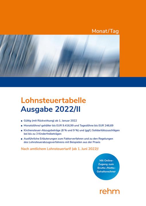 Image du produit Lohnsteuertabelle Monat/Tag 2022/II (Allemand, 2022)