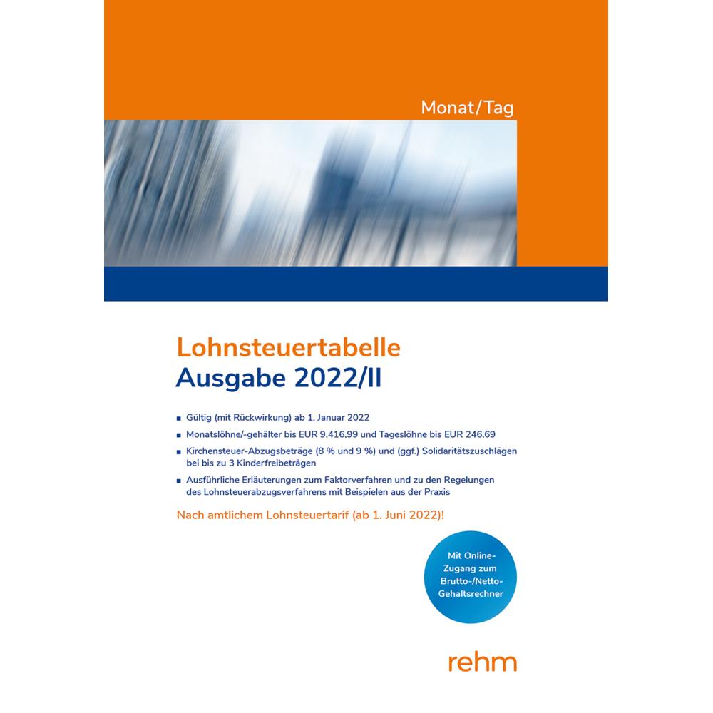 Lohnsteuertabelle Monat/Tag 2022/II, Ratgeber