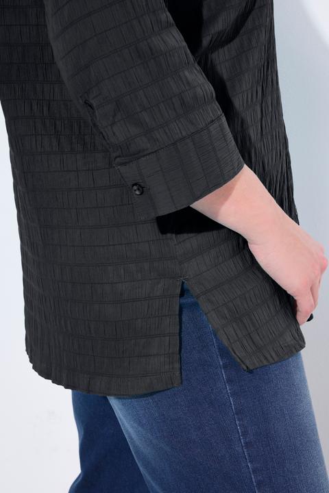 Actual product image Ulla Popken Bubble Texture Solid Button Front Stretch Blouse (50, 52)