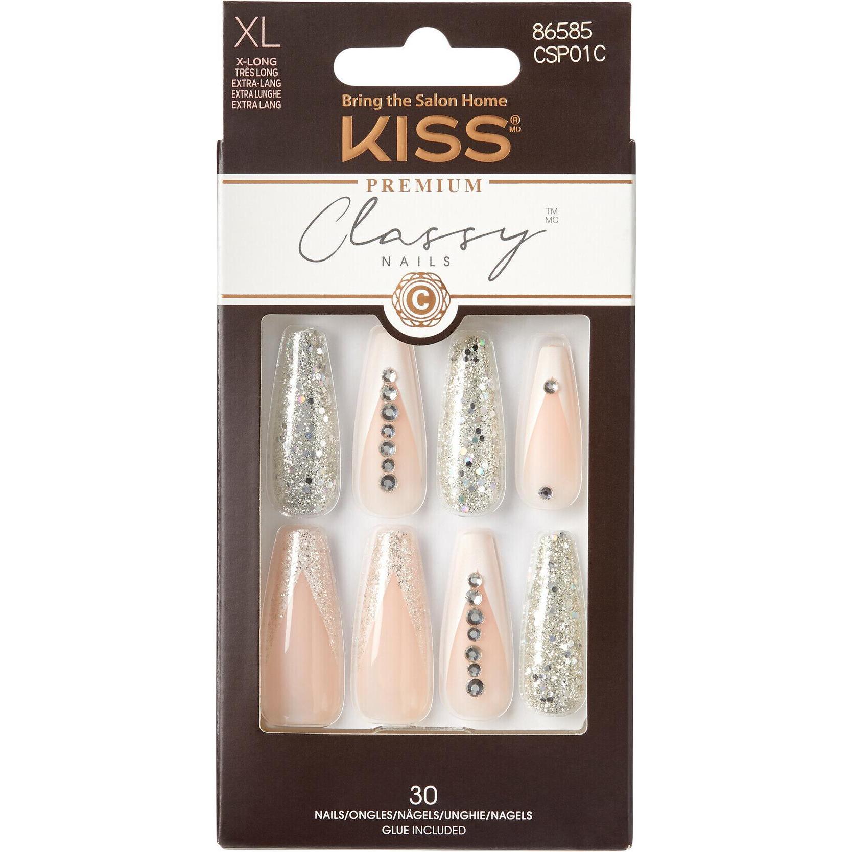 Kiss, Nail Art + Unghie Finte, Unghie Adesive Classy Nails Premium - Sofisticate 30 Pezzi (Unghie Artificiali, Sofisticata)