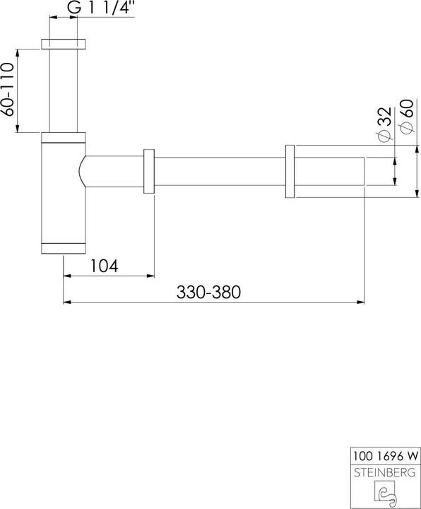 Produktbild Steinberg Serie 100 Designsiphon, ohne Ablaufgarnitur