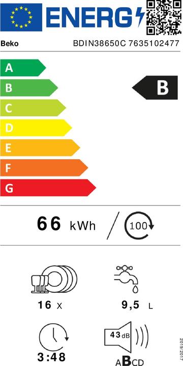 Energy Label Beko BDIN38650C