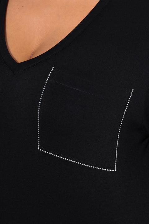 Produktbild Ulla Popken T-Shirt, Brusttasche, V-Ausschnitt, Halbarm (62)