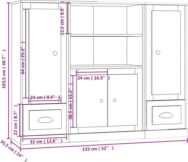 Image du produit vidaXL Highboard (132 x 35.50 x 103.50 cm)