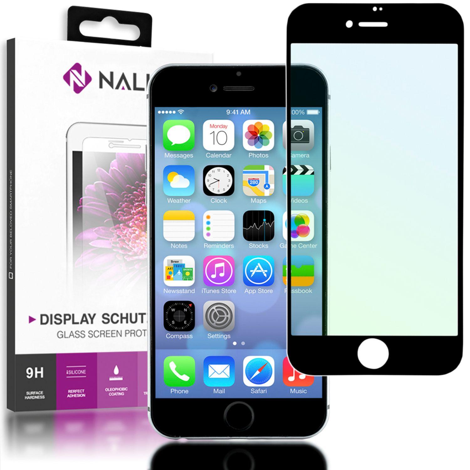 Nalia Schutzglas (1 Stück, Apple iPhone 7 Plus), Smartphone Schutzfolie, Schwarz