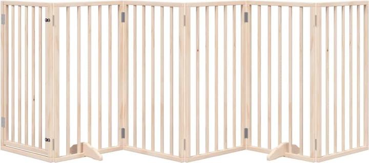 Produktbild VidaXL Hundetor mit Tür Faltbar Hundegitter Schutzgitter 6-tlg. Pappelholz (6 cm)