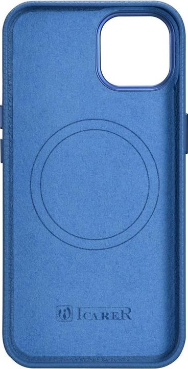 Actual product image iCarer litchi Premium leather case iPhone 14 Plus Magnetic leather case with magSafe light blue (WMI (Apple iPhone 14 Plus)