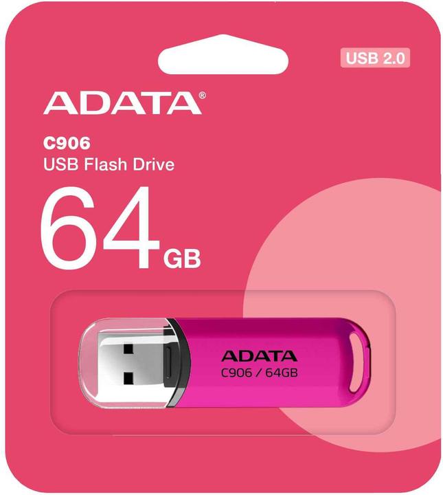 Image du produit Adata Pendrive C906 USB2.0 rose (64 Go, USB-A)