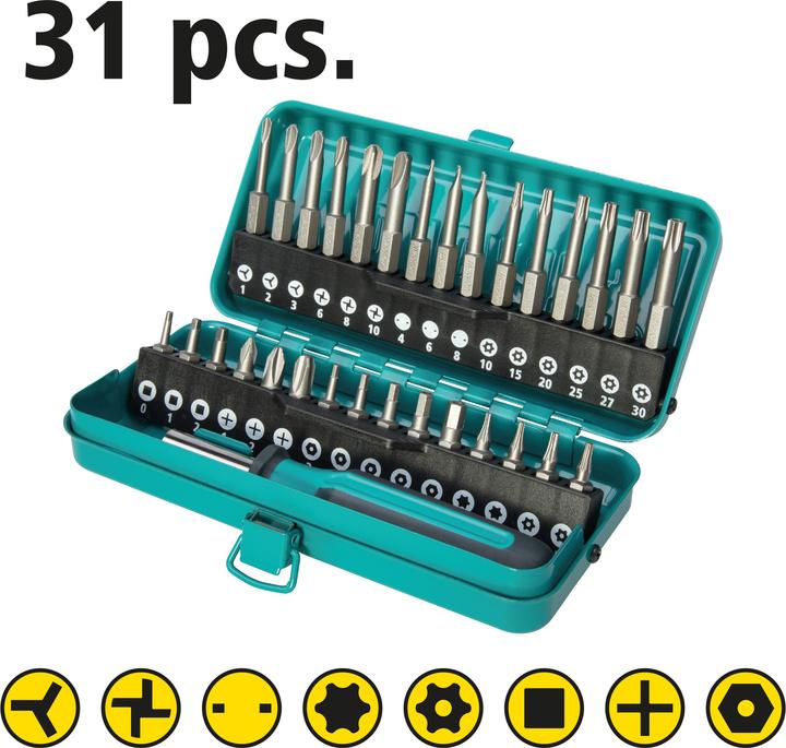 Produktbild wolfcraft 1 Kombi-Sicherheitsbit-Box Solid 31-tlg. (Innensechsrund TX)