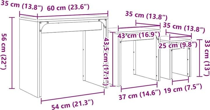 Image du produit vidaXL Nestingtisch (60 x 35 x 56 cm)