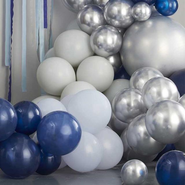 Produktbild Ginger Ray Ballonbogen Navy & Silber - Mix it Blue (100x)