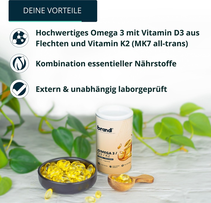 Produktbild Brandl-Nutrition Omega 3 + D3 K2 (1 Stück, Kapseln, 180 g)