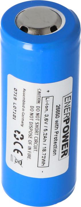 Actual product image AccuCell Battery Enerpower 26650, positive terminal increased PCB protected (Device specific)