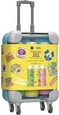 Immagine prodotto Hiskin Set da viaggio Mini Valigia Shampoo 95Ml + Balsamo 95Ml + Gel doccia 95Ml Giallo (Set per la cura dei capelli)